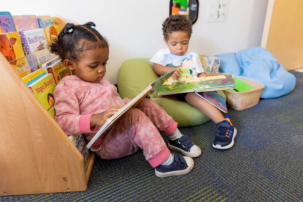 two kids reading class