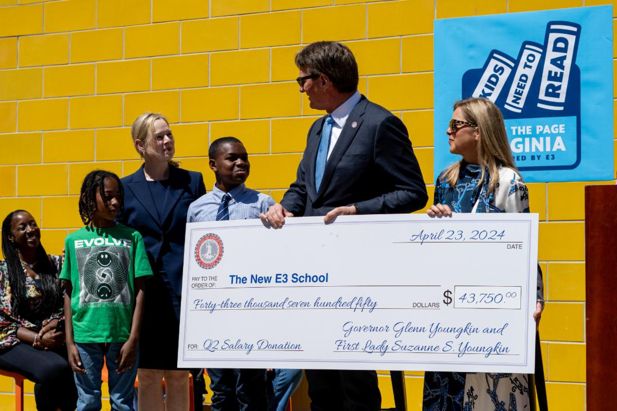 Governor Glenn Youngkin and First Lady Suzanne S. Youngkin donate second quarter salary to The New E3 School